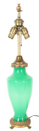 Steuben Green Jade Lamp