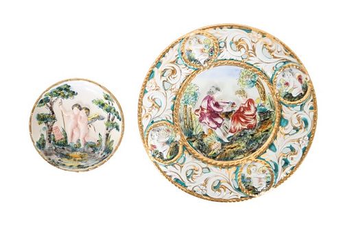 (2) Italian Capodimonte Decorative Plates