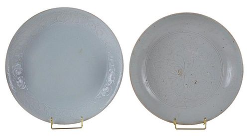 Two Porcelain Dishes with Bluish-Green