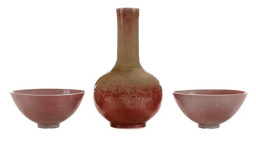 Peachbloom Porcelain Bottle Vase and