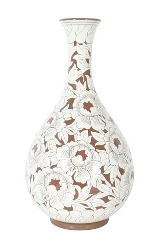Chinese Brown & White Vase, 20th Century