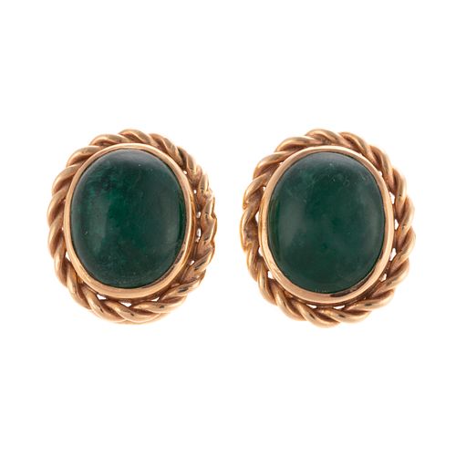 A Pair of 12.00 ctw Emerald Ear Clips in 14K