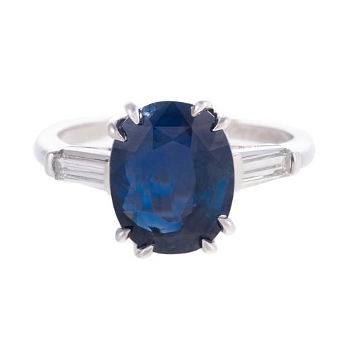 A 5.26 ct Unheated Burmese Sapphire Ring in Plat
