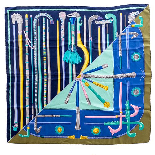 An Hermes "Les Cannes" Scarf 90