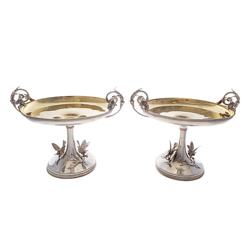 Pair Tiffany & Co. Sterling Pedestal Dishes