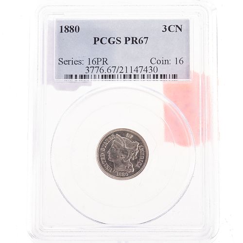 1880 3 Cent Nickel PCGS Proof-67