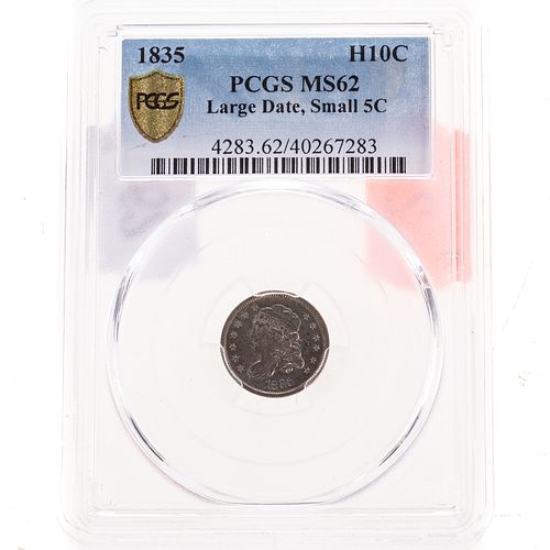 1835 Bust Half Dime PCGS MS62 Lg Date Small 5c