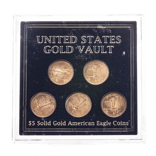 Five 2009 $5 Gold American Eagles