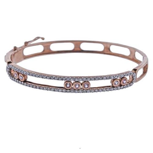 Kallati Gold Diamond Sliding Pink Sapphire Bangle Bracelet