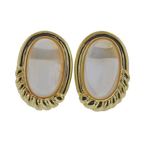 18K Gold Moonstone Earrings