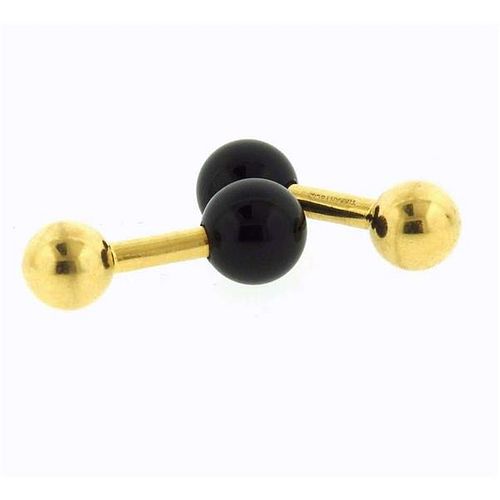 Tiffany &amp; Co. 14k Gold Onyx Barbell Cufflinks