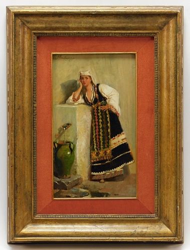 Giacomo Mantegazza Orientalist Woman Painting