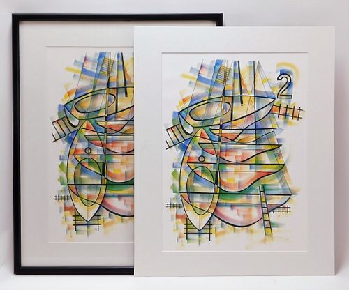 PR Francis Hamabe Modern Abstract Lithograph