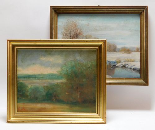 2PC Impressionist New England Landscape Paintings