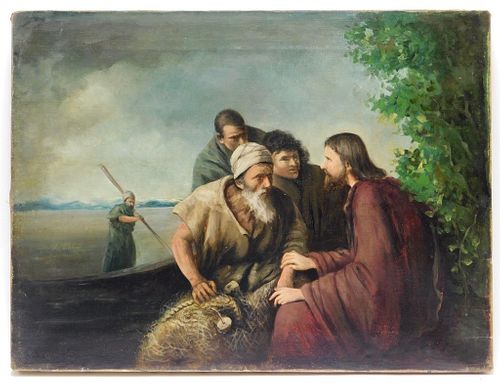 19C Jesus & Fishermen Old Master Painting