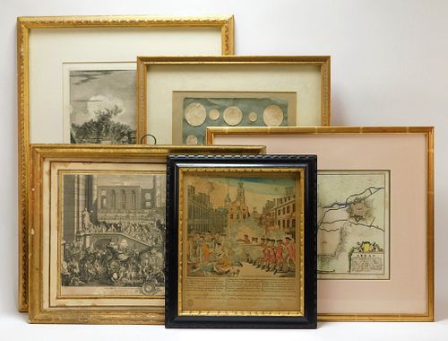 5PC Early French & American Etchings