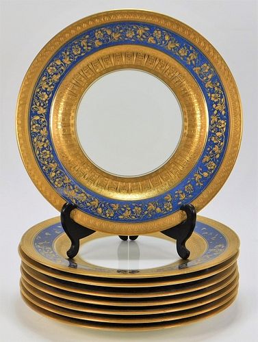 8PC Copeland Spode Blue & Gold Porcelain Plates