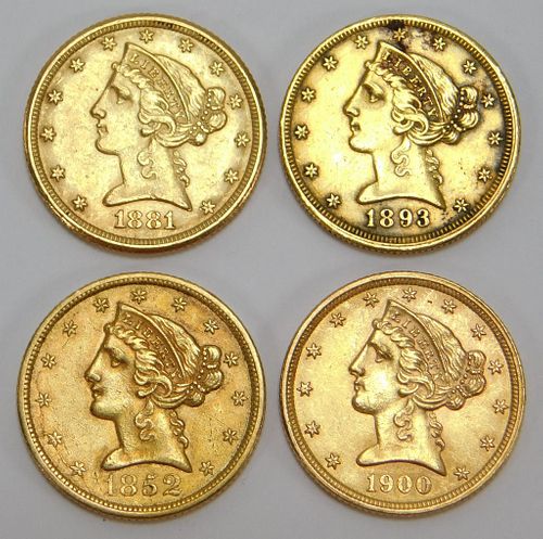 4PC United States 5 Dollar Gold Coin Group