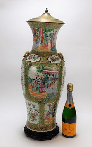 LG Chinese Famille Rose Porcelain Lamp Vase