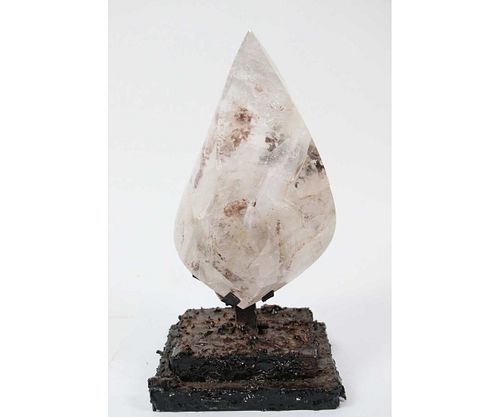 QUARTZ POINT WITH INCLUSIONS ON STAND