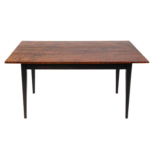Contemporary Tiger Maple Draw-Leaf Dining Table