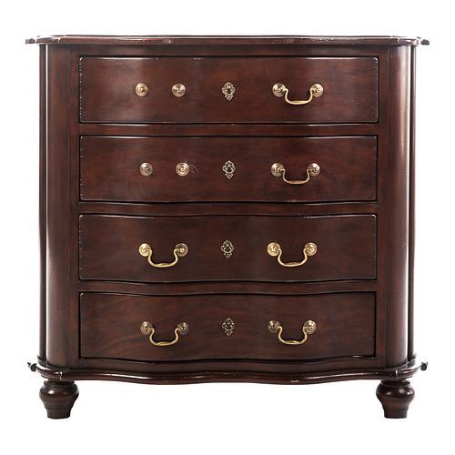 Mahogany Distressed Serpentine-Front Chest