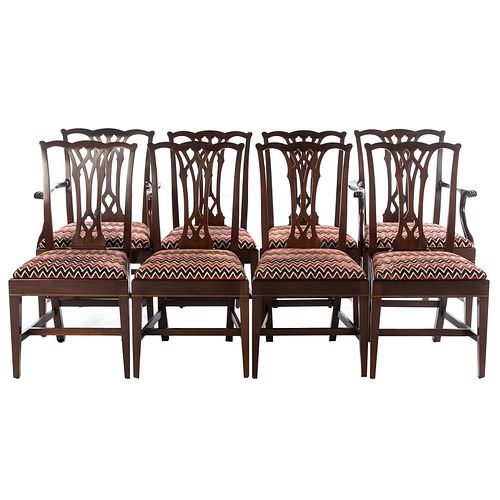 Eight Potthast Brothers Mahogany Inlaid Chairs