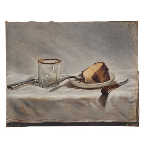 Nathaniel K. Gibbs. Piece of Cake Still Life, oil