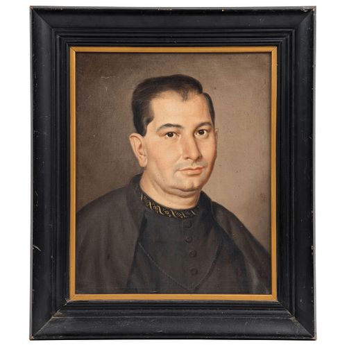 ATTRIBUTED TO FELIPE SANTIAGO GUTIÉRREZ (1824-1904) RETRATO DE CLÉRIGO Signed: F. S. GUTIÉRREZ Oil on canvas. 15.3 x 12" (39 x 30.5 cm)