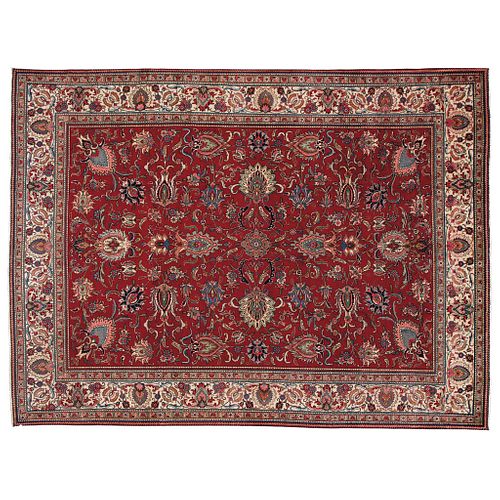 PERSIAN TABRIZ JAVAD GHALAM CLASSIC DESIGN TABRIZ, IRAN, Ca. 1960 Made by hand with natural dyes in red and beige. 154.7 x 120" (393 x 305 cm)