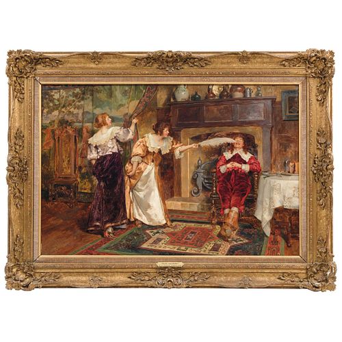 130 HENRY GILLARD GLINDONI  (LONDON, ENGLAND 1852-1913) SUEÑO AGRADABLE 19.4 x 29.5" (49.5 x 75 cm)