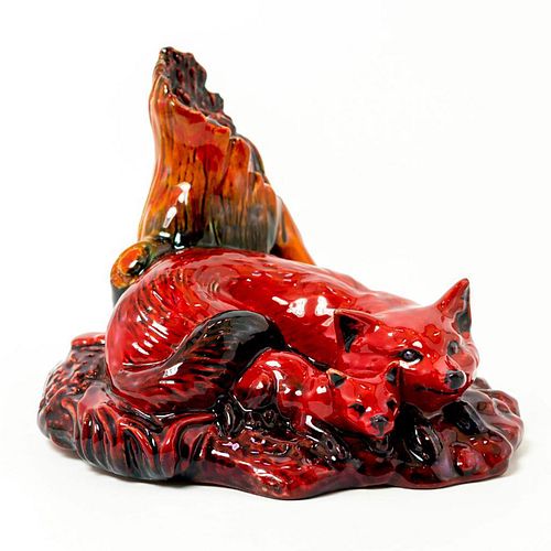 Royal Doulton Flambe Colorway Figurine, Fox With Cub DA10