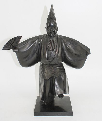 Signed Japanese Bronze Of A Kabuki Actor.