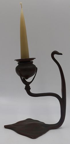 Tiffany Studios Bronze Candlesticks, no. 1203.