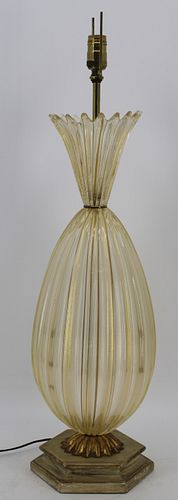 Midcentury Murano Glass Pineapple Form Glass Lamp.