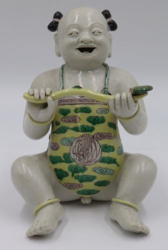 Chinese Famille Verte Figure of a Boy.