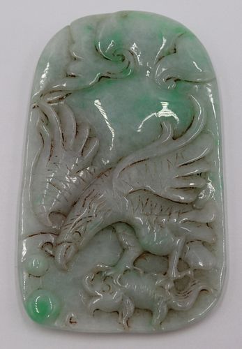 Carved Jade Pedant of a Hawk and Fish.