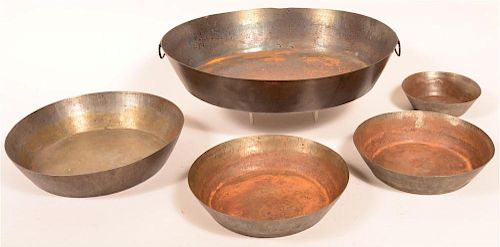 Five Various Late 19th/Early 20th Century Sheet Iron Pans.