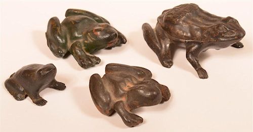 Four Various Cast Metal Frog Paperweights.