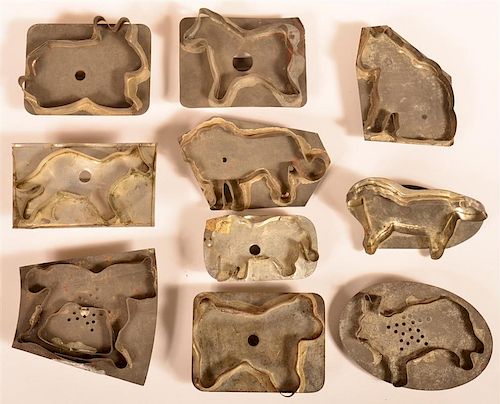 10 Various Animal Figural Tin Cookie Cutters.