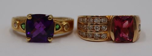 JEWELRY. 14kt, 18kt, Colored Gem, and Diamond Ring
