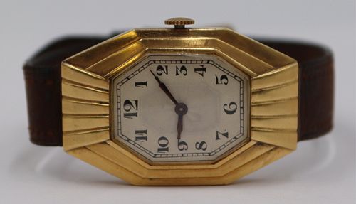 JEWELRY. French Art Deco 18kt Gold Watch.