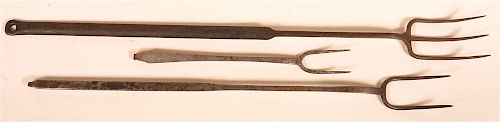 Three 18th/19th Century Iron Flesh Forks.