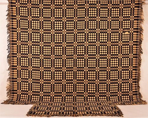 Geometric Pattern Two Part Overshot Coverlet.