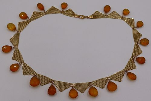 JEWELRY. 18kt Gold and Faceted Gem Necklace.