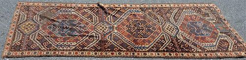 Antique Geometric Pattern Oriental Rug.