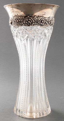 Tiffany & Co. Silver Mounted Cut Glass Vase