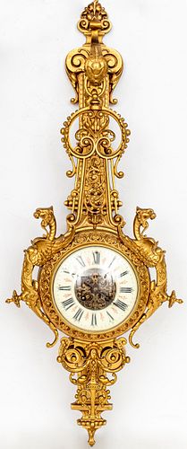 French Gilt Bronze Cartel Clock, 19th Century