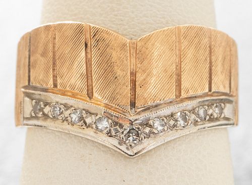 Vintage 14K Yellow & White Gold Diamond Ring