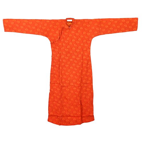 A ORANGE-GROUND EMBROIDERED LADY'S ROBE